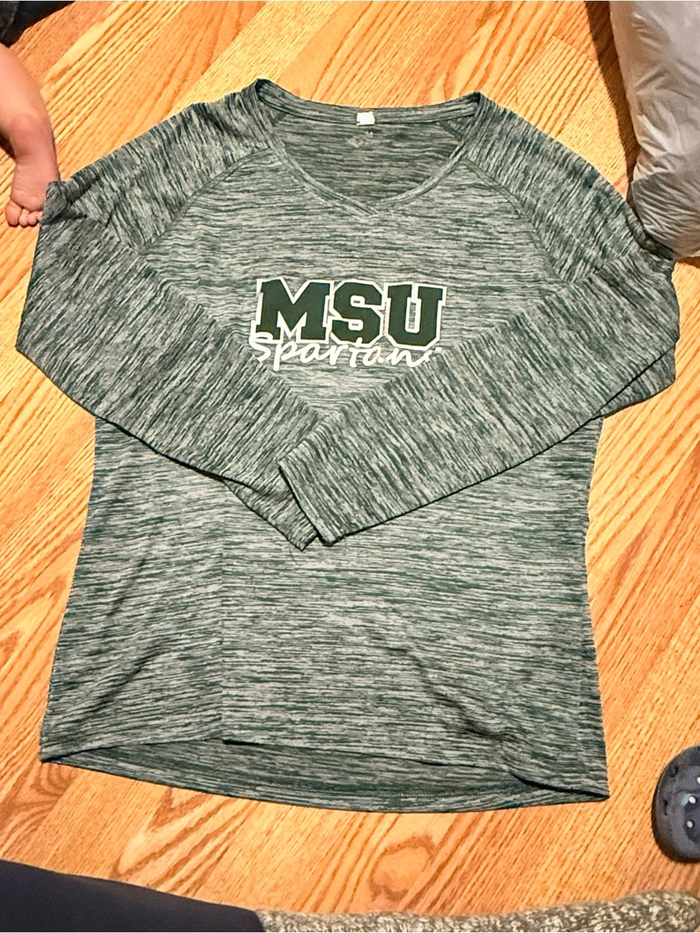 MSU Spartans Heathered Green Crewneck